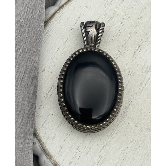 Barse Sterling Silver 925 Onyx Pendant 41.73G / 1.8in